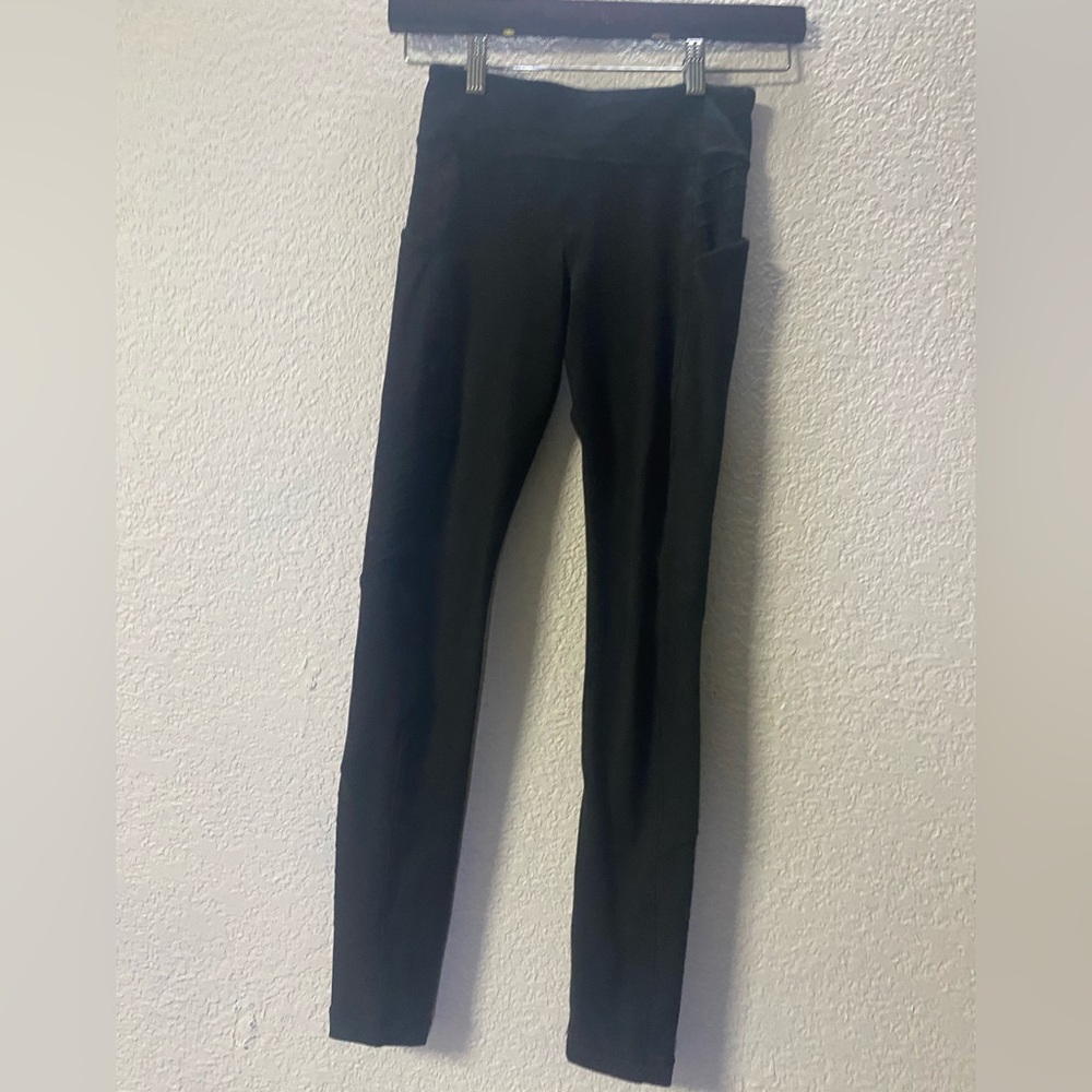 Athleta Girl Black and  Heather Gray Leggings high rise L/12 - Picture 3 of 11